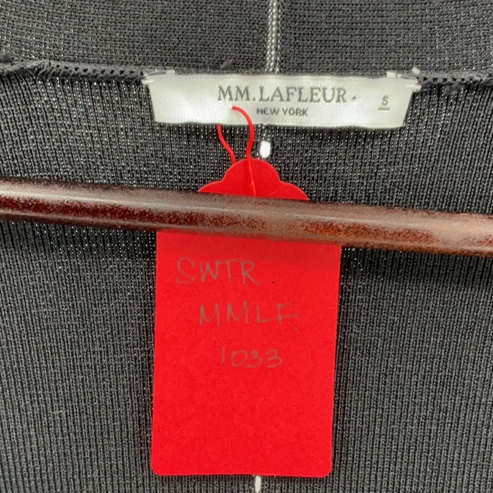 M.MLaFleur Black Knit Sweater Jacket S Perforated Back - Picture 3 of 8